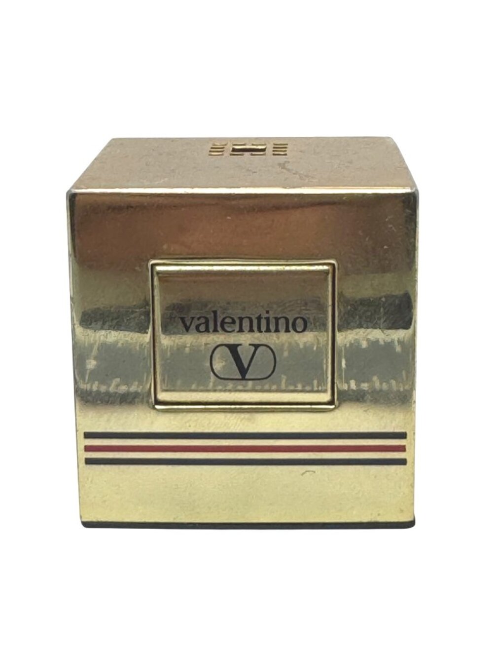 Table Lighter Valentino Gold-Tone Decorative Cube Lighter Logo 2.5" RARE Works